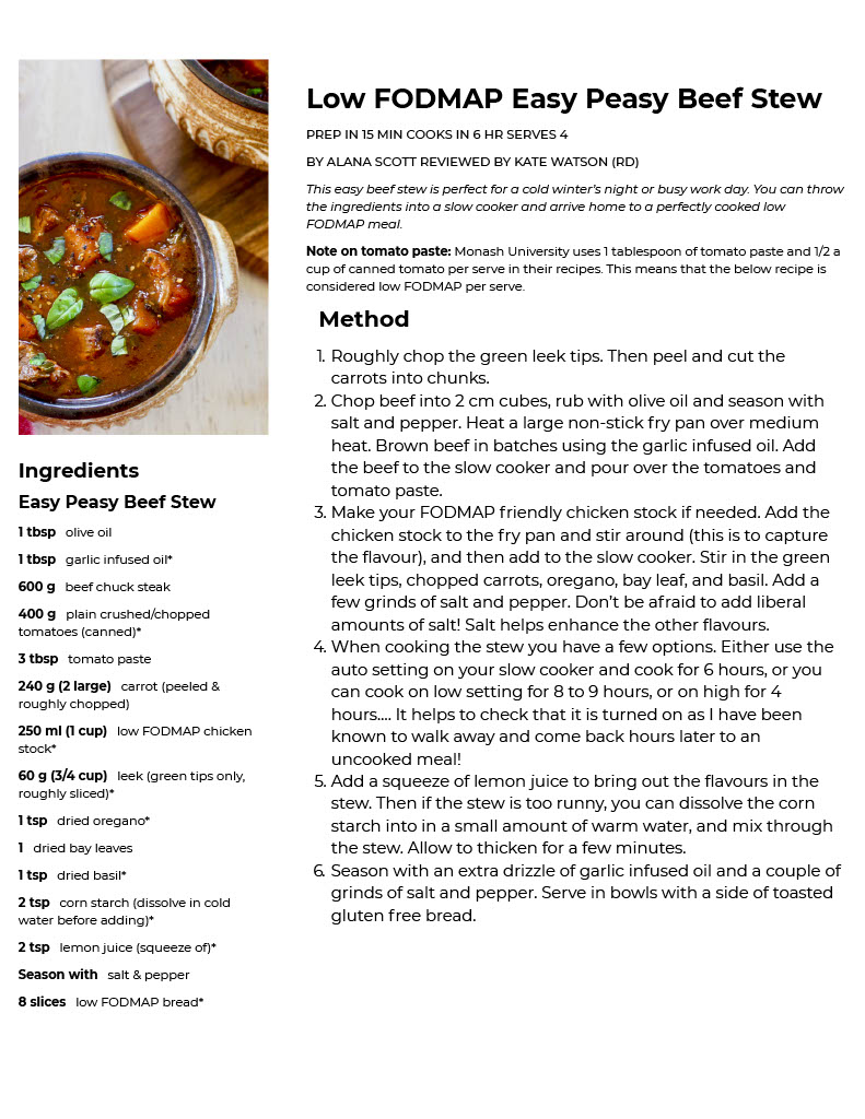 Beef Stew Recipe LowFODMAP